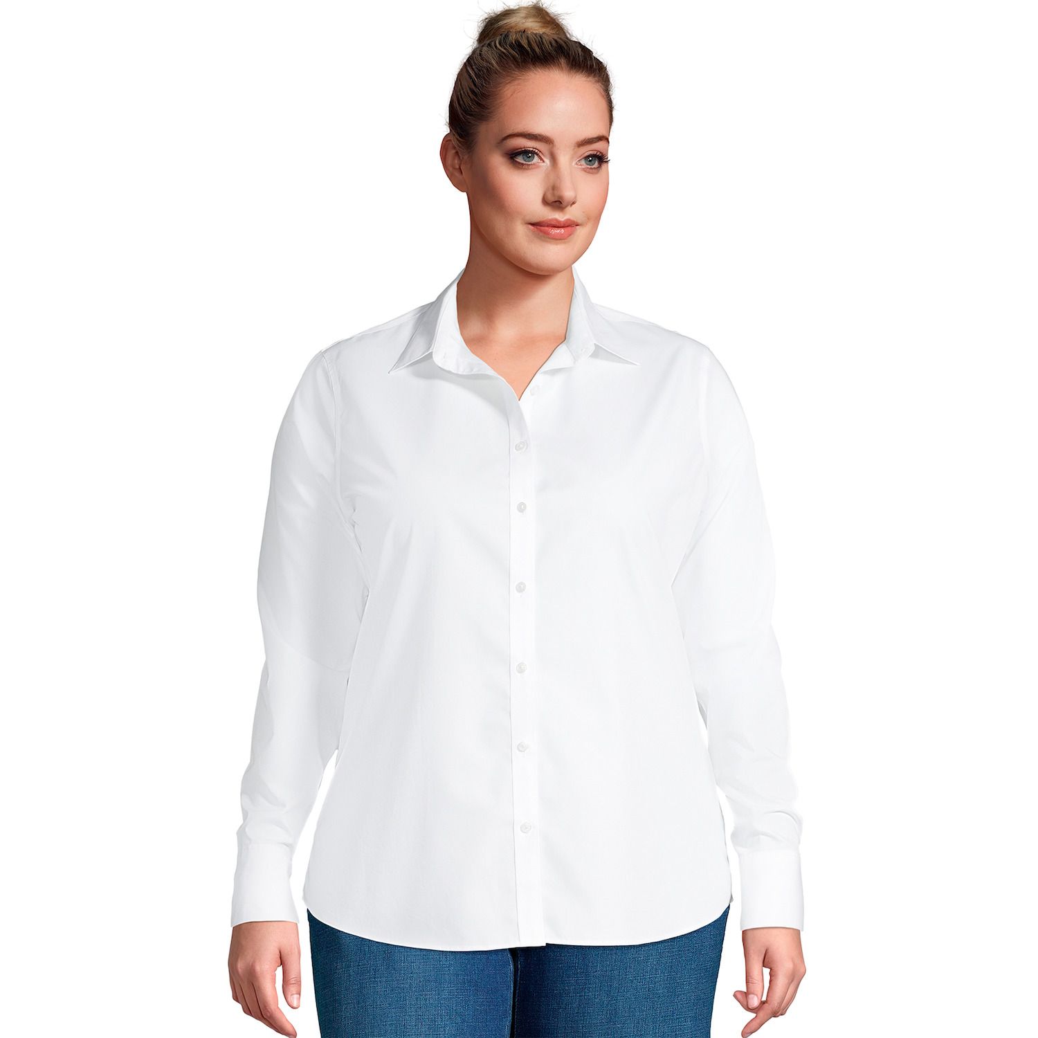 plus size white long sleeve shirt