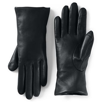Women's Lands' End Touch Screen Compatible Leather Gloves with Cashmere Lining