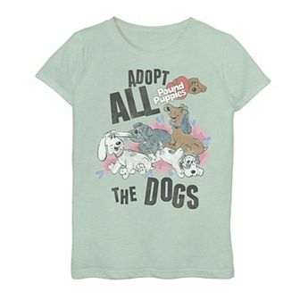 Girls 7-16 Pound Puppies Adopt All The Dogs Graphic Tee