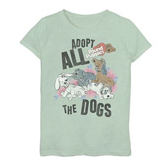 Girls 7-16 Pound Puppies Adopt All The Dogs Graphic Tee