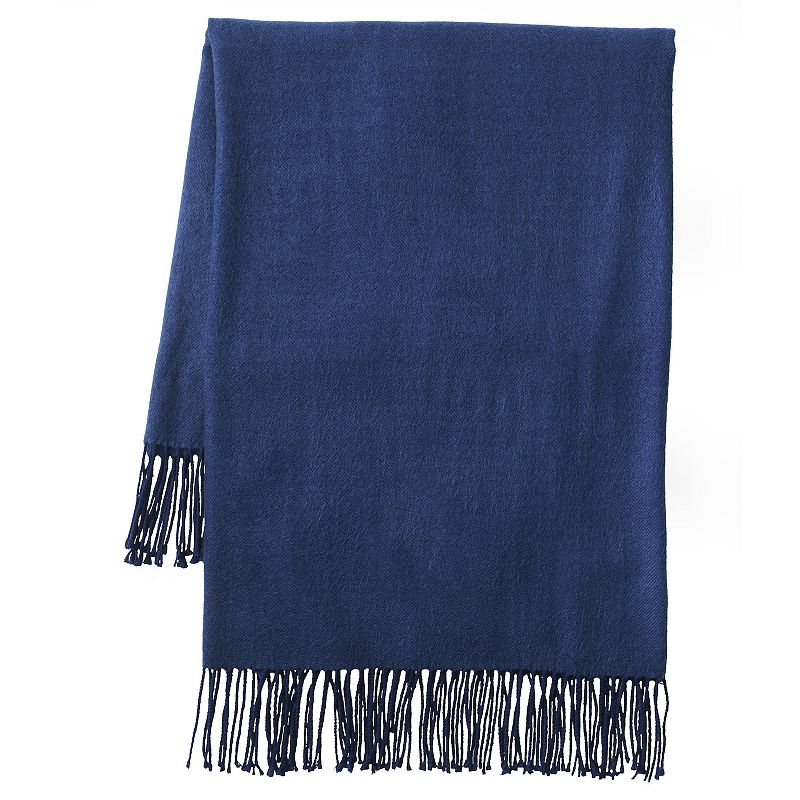 Lands End CashTouch Herringbone Throw, Blue