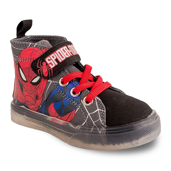 BOYS OFFICIAL SPIDERMAN BLACK HI TOP BASEBALL TRAINERS SHOES KIDS UK SIZE 7-1 
