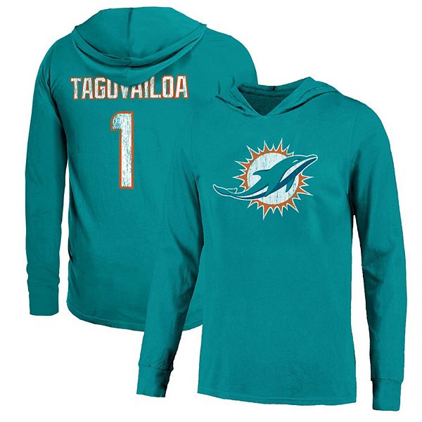 Men's Fanatics Branded Tua Tagovailoa Aqua Miami Dolphins Name & Number Pullover  Hoodie