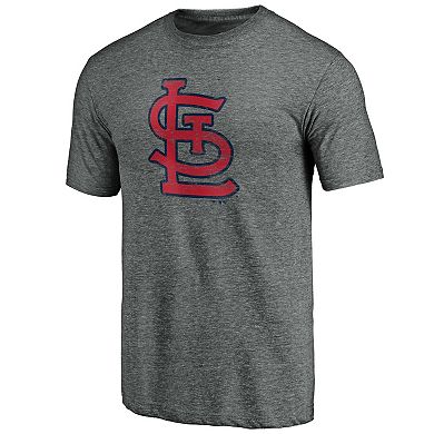 Men's Fanatics Branded Heathered Gray St. Louis Cardinals Weathered Official Logo Tri-Blend T-Shirt