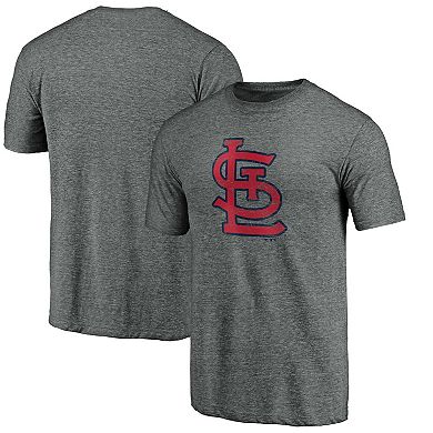 Men's Fanatics Branded Heathered Gray St. Louis Cardinals Weathered Official Logo Tri-Blend T-Shirt