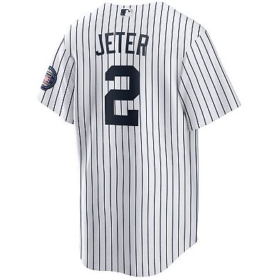 Men's Nike Derek Jeter White/Navy New York Yankees 2020 Hall of Fame Induction Home Replica Player Name Jersey