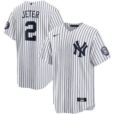 Men's Nike Derek Jeter White/Navy New York Yankees 2020 Hall of Fame Induction Home Replica Player Name Jersey