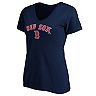 Women's Fanatics Branded Navy Boston Red Sox Team Logo Lockup V-Neck T-Shirt