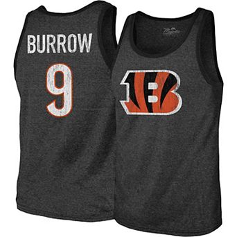 Men's Fanatics Branded Joe Burrow Black Cincinnati Bengals Name & Number Tri-Blend Tank Top