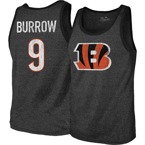 Men's Fanatics Branded Joe Burrow Black Cincinnati Bengals Name & Number  Tri-Blend Tank Top