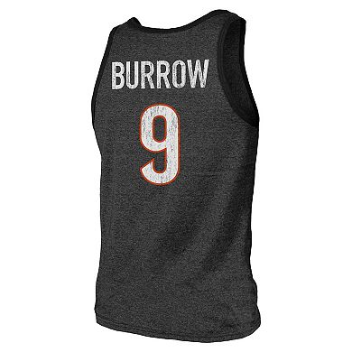 Men's Majestic Threads Joe Burrow Black Cincinnati Bengals Name & Number Tri-Blend Tank Top