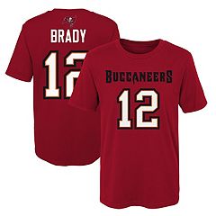 Youth Tom Brady Red Tampa Bay Buccaneers Mainliner Player Name & Number  Fleece Pullover Hoodie