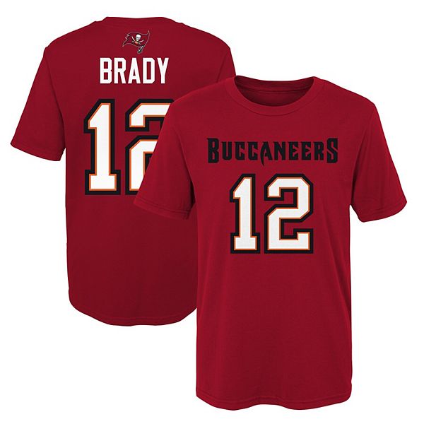 Preschool Tom Brady Red Tampa Bay Buccaneers Mainliner Player Name & Number  T-Shirt