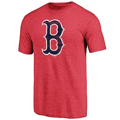 Men's Fanatics Branded Heathered Red Boston Red Sox Weathered Official Logo Tri-Blend T-Shirt
