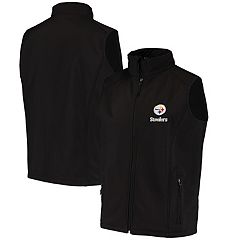 Men's Starter Black Pittsburgh Steelers Big Joe Plaid Full-Zip Hoodie Jacket Size: Medium