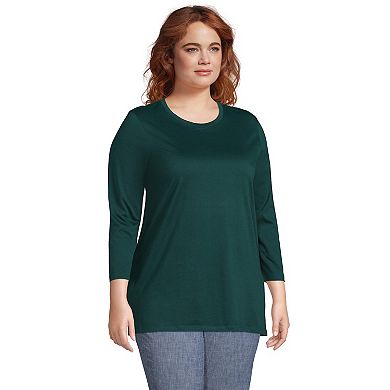 Plus Size Lands' End Supima Cotton Relaxed Fit Crewneck Tunic