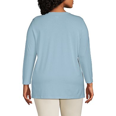 Plus Size Lands' End Supima Cotton Relaxed Fit Crewneck Tunic