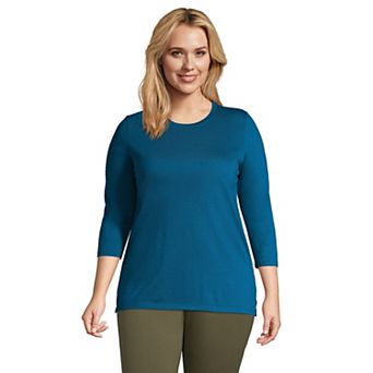 Plus Size Lands' End Supima Cotton Relaxed Fit Crewneck Tunic