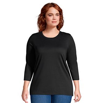 Plus Size Lands' End Supima Cotton Relaxed Fit Crewneck Tunic