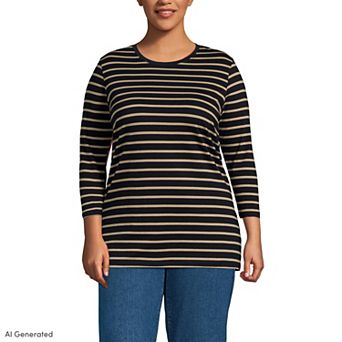 Plus Size Lands' End Supima Cotton Relaxed Fit Crewneck Tunic