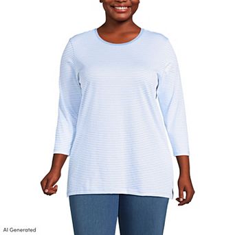 Plus Size Lands' End Supima Cotton Relaxed Fit Crewneck Tunic