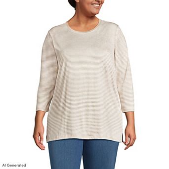 Plus Size Lands' End Supima Cotton Relaxed Fit Crewneck Tunic