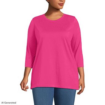 Plus Size Lands' End Supima Cotton Relaxed Fit Crewneck Tunic