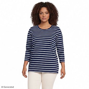 Plus Size Lands' End Supima Cotton Relaxed Fit Crewneck Tunic