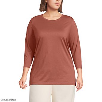 Plus Size Lands' End Supima Cotton Relaxed Fit Crewneck Tunic