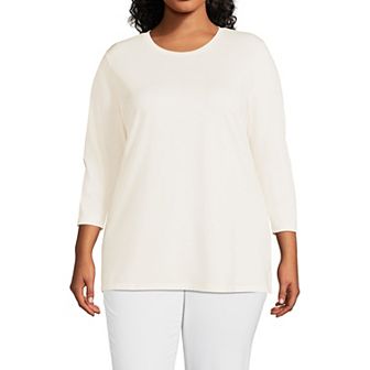 Plus Size Lands' End Supima Cotton Relaxed Fit Crewneck Tunic
