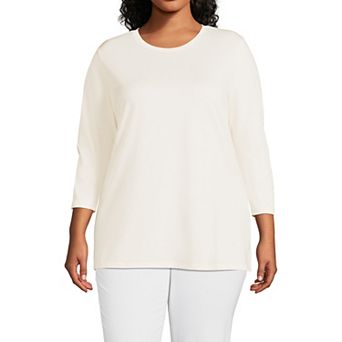Plus Size Lands' End Supima Cotton Relaxed Fit Crewneck Tunic