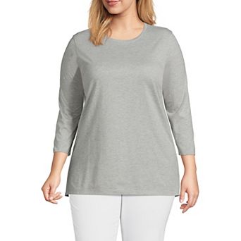 Plus Size Lands' End Supima Cotton Relaxed Fit Crewneck Tunic