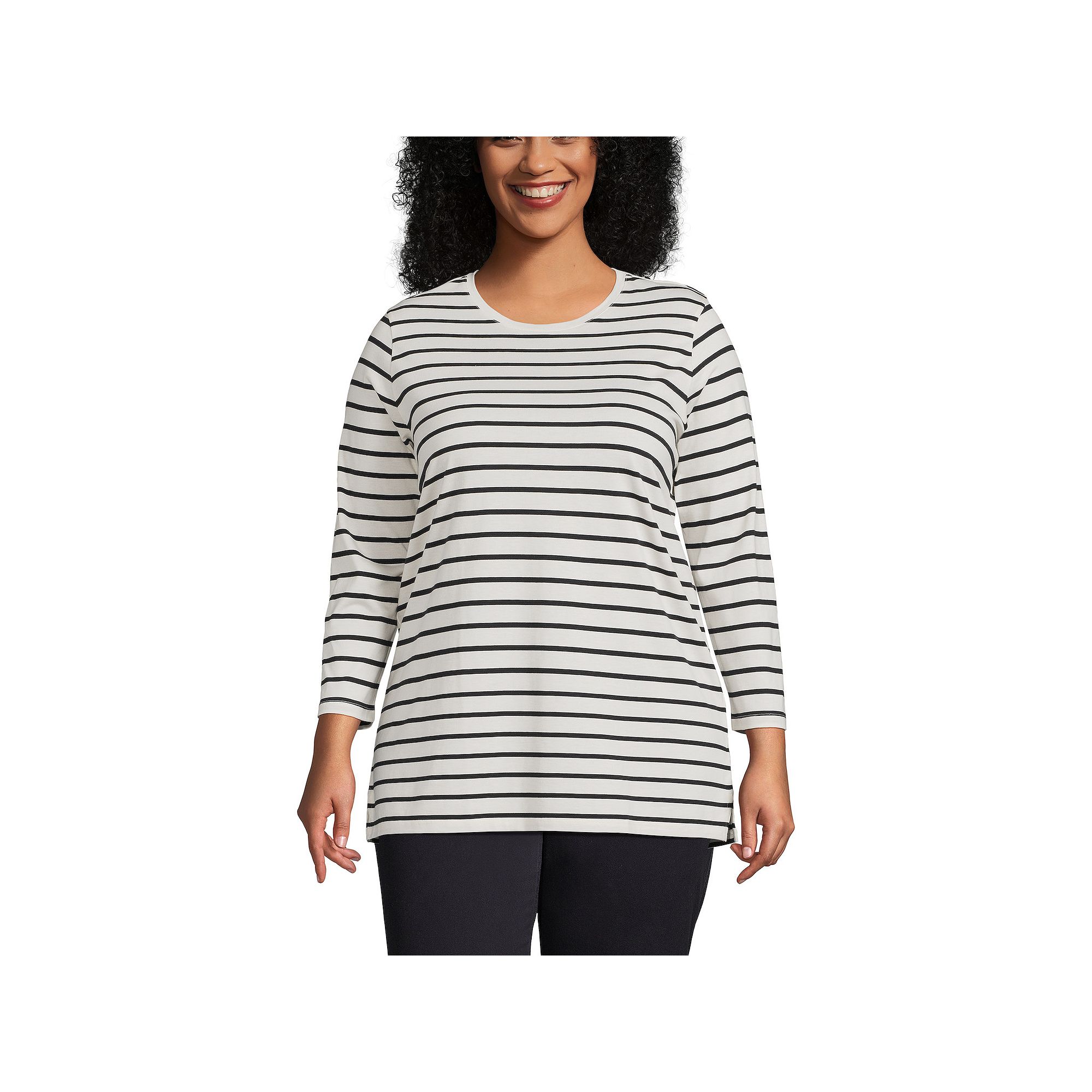 Plus Size Lands End Supima Cotton Relaxed Fit Crewneck Tunic, Womens, Siz