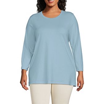 Plus Size Lands' End Supima Cotton Relaxed Fit Crewneck Tunic