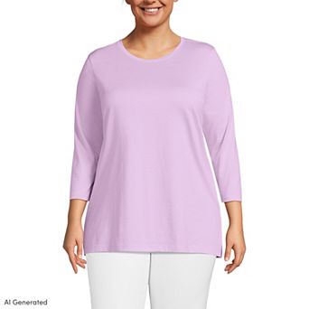 Plus Size Lands' End Supima Cotton Relaxed Fit Crewneck Tunic