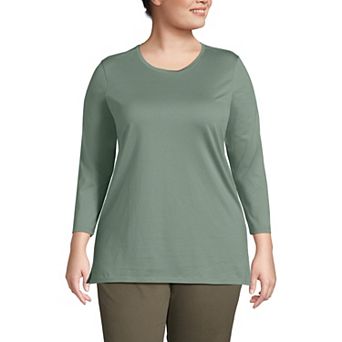 Plus Size Lands' End Supima Cotton Relaxed Fit Crewneck Tunic
