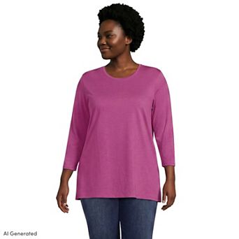 Plus Size Lands' End Supima Cotton Relaxed Fit Crewneck Tunic