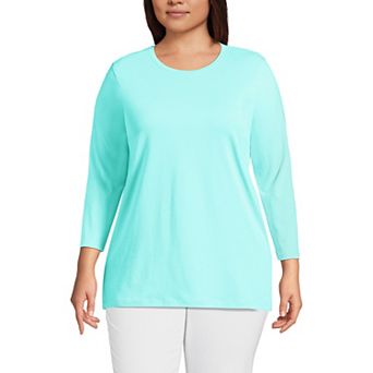 Plus Size Lands' End Supima Cotton Relaxed Fit Crewneck Tunic