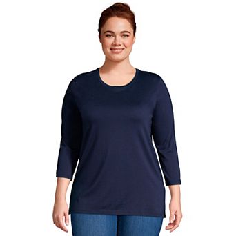 Plus Size Lands' End Supima Cotton Relaxed Fit Crewneck Tunic
