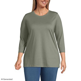 Plus Size Lands' End Supima Cotton Relaxed Fit Crewneck Tunic