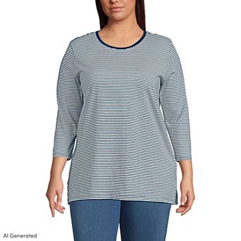 Plus Size Lands' End Supima Cotton Relaxed Fit Crewneck Tunic