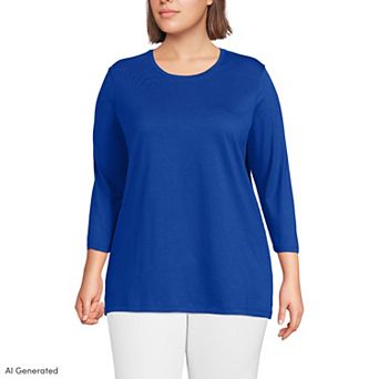 Plus Size Lands' End Supima Cotton Relaxed Fit Crewneck Tunic