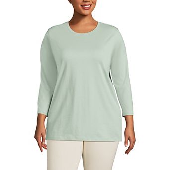 Plus Size Lands' End Supima Cotton Relaxed Fit Crewneck Tunic