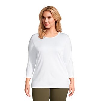 Plus Size Lands' End Supima Cotton Relaxed Fit Crewneck Tunic