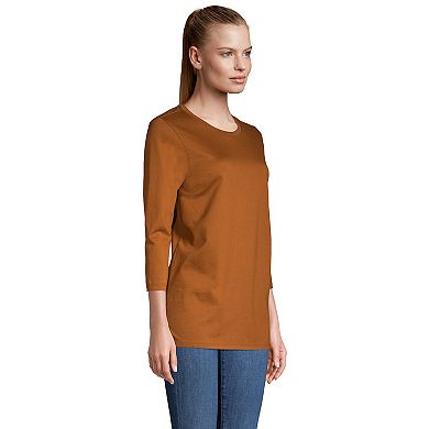 Petite Lands' End 3/4- Sleeve Supima Cotton Crewneck Tunic