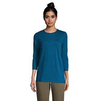 Petite Lands' End 3/4-Sleeve Supima Cotton Crewneck Tunic