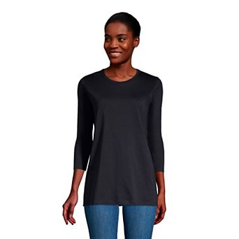 Petite Lands' End 3/4-Sleeve Supima Cotton Crewneck Tunic