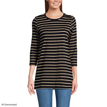 Petite Lands' End 3/4-Sleeve Supima Cotton Crewneck Tunic