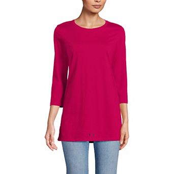 Petite Lands' End 3/4-Sleeve Supima Cotton Crewneck Tunic