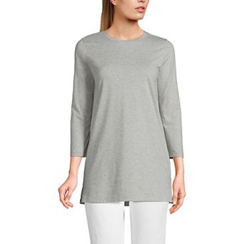 Petite Lands' End 3/4-Sleeve Supima Cotton Crewneck Tunic